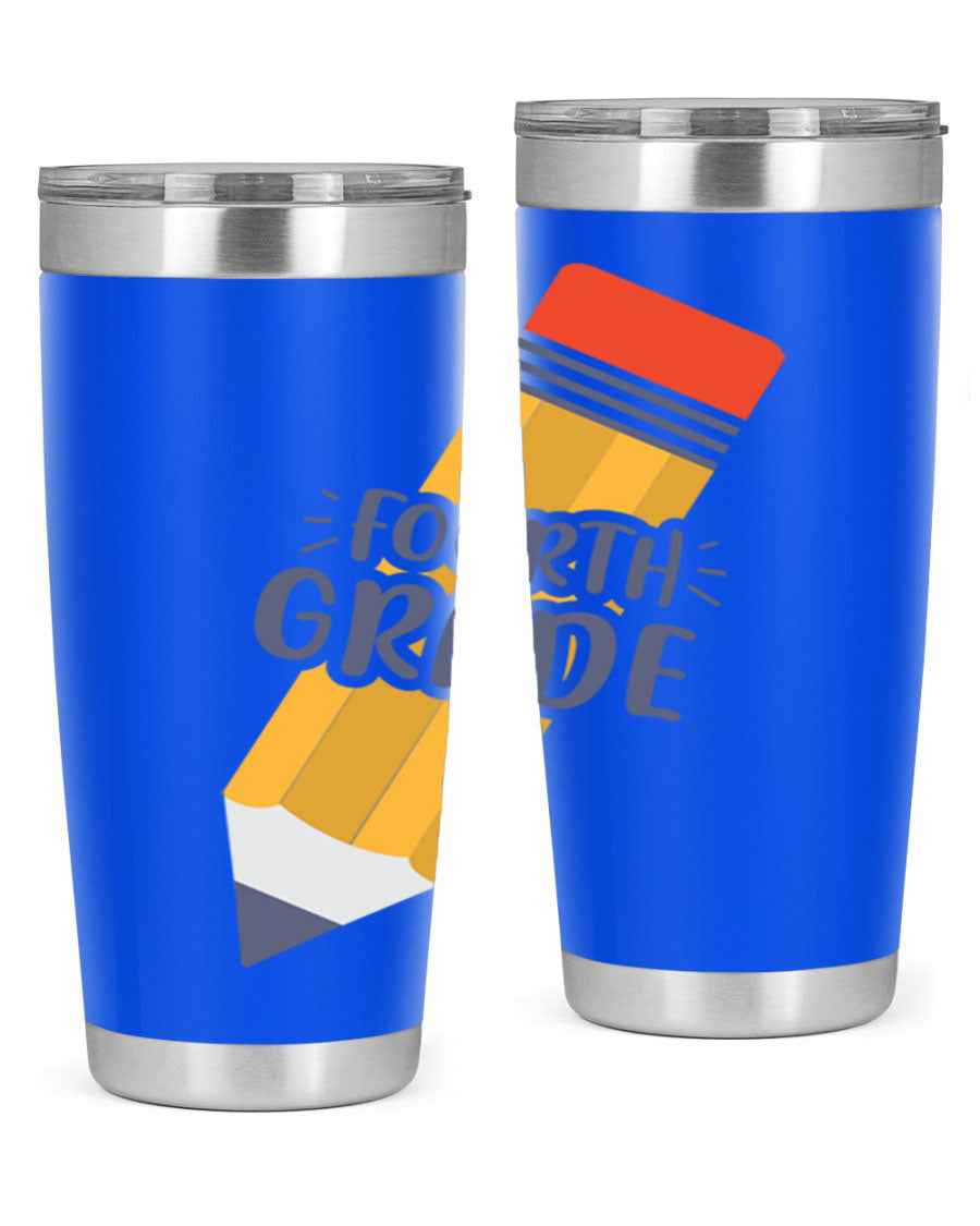 A sleek fourth gradee 20oz tumbler made of double wall vacuum stainless steel, featuring a press-in drink-thru lid, perfect for hot and cold beverages.
