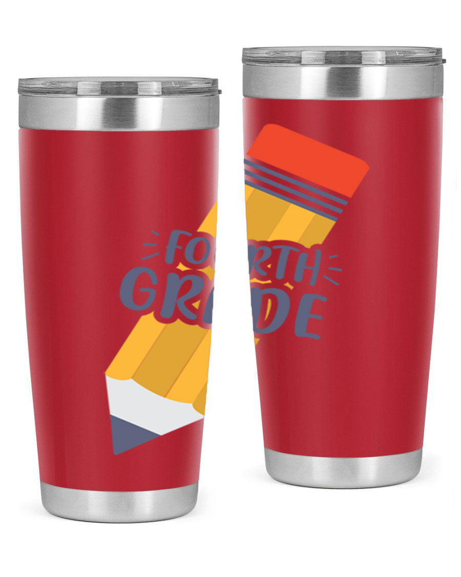 A sleek fourth gradee 20oz tumbler made of double wall vacuum stainless steel, featuring a press-in drink-thru lid, perfect for hot and cold beverages.