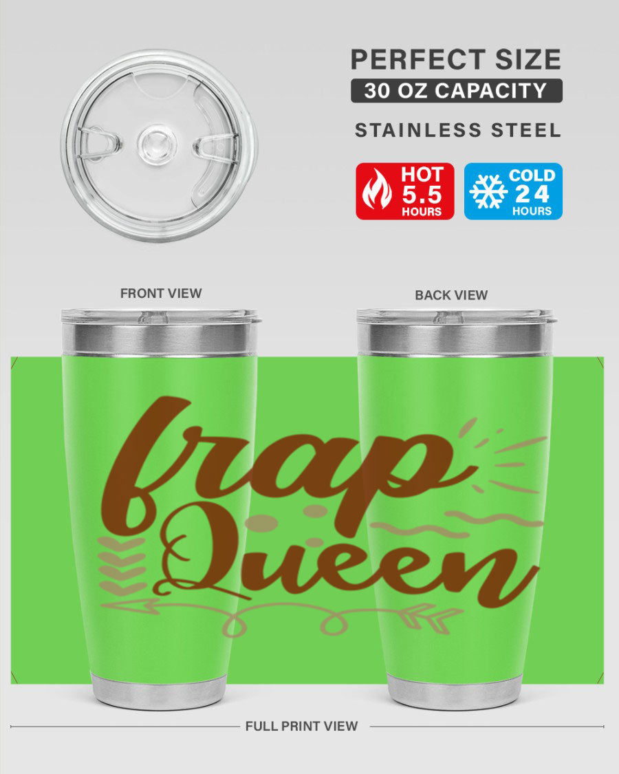 Frap Queen 213# Coffee Tumbler in stainless steel with a stylish design, perfect for hot and cold beverages.