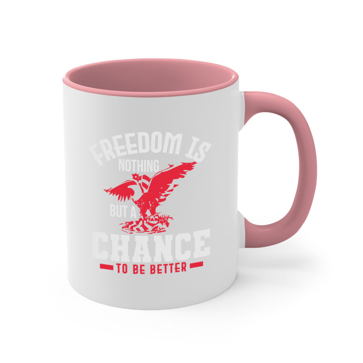 A stylish two-tone ceramic mug with a colored handle and glossy finish, perfect for coffee or tea, celebrating the 4th of July.