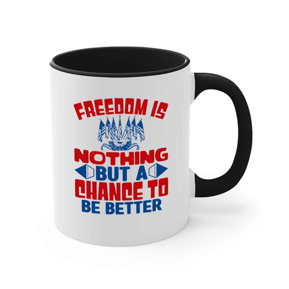 Freedom is nothing Style 6# mug featuring a glossy finish and colorful handle, perfect for coffee or tea.