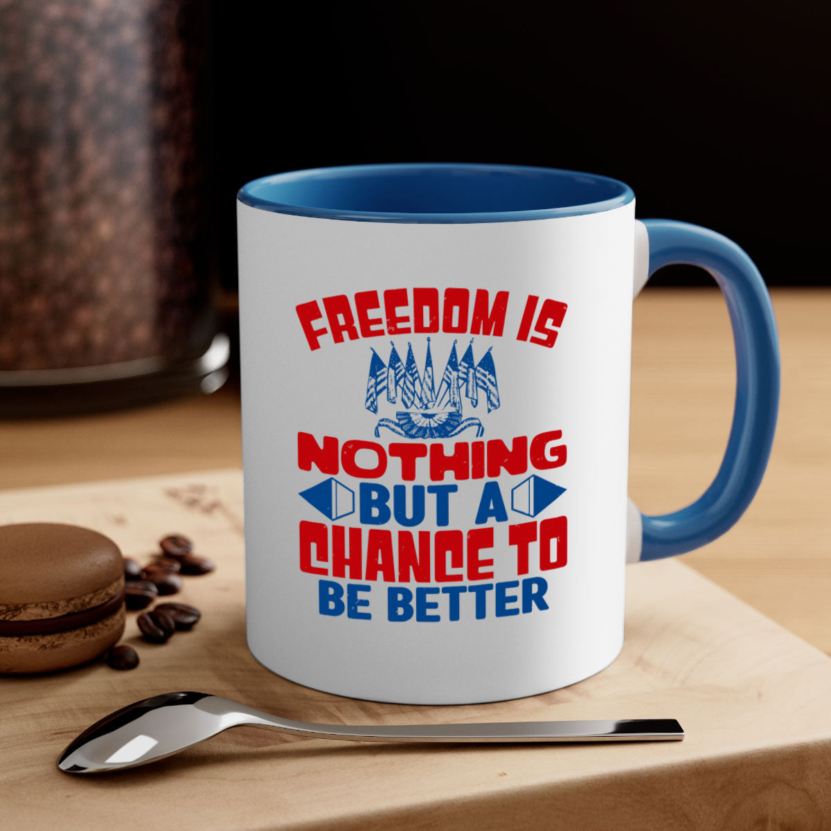 Freedom is nothing Style 6# mug featuring a glossy finish and colorful handle, perfect for coffee or tea.