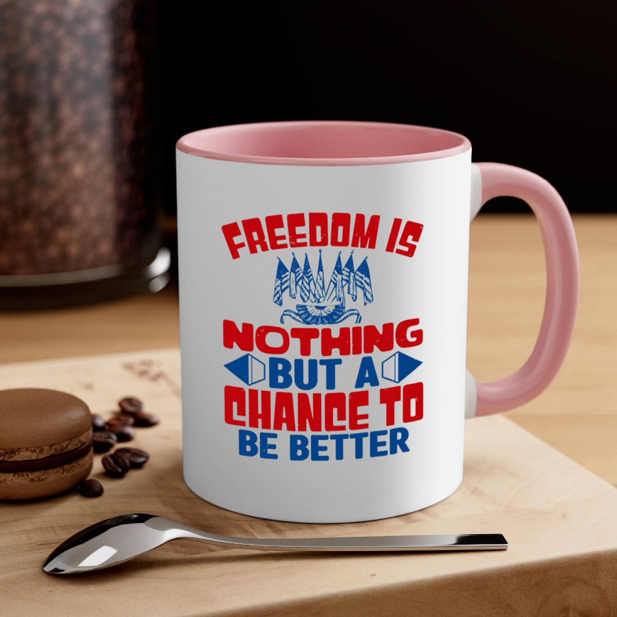 Freedom is nothing Style 6# mug featuring a glossy finish and colorful handle, perfect for coffee or tea.