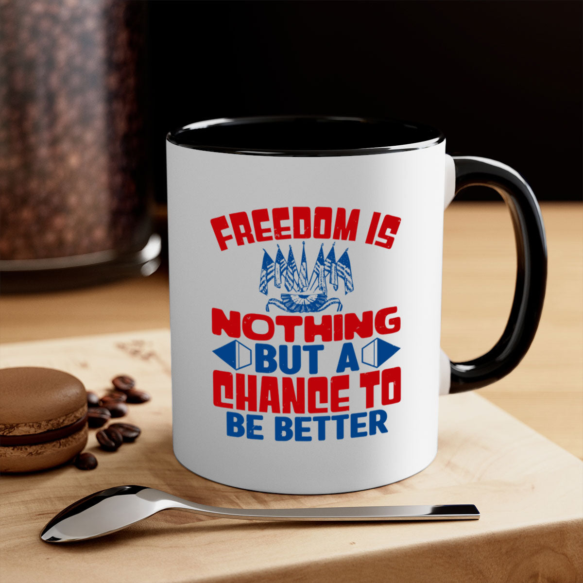 Freedom is nothing Style 6# mug featuring a glossy finish and colorful handle, perfect for coffee or tea.
