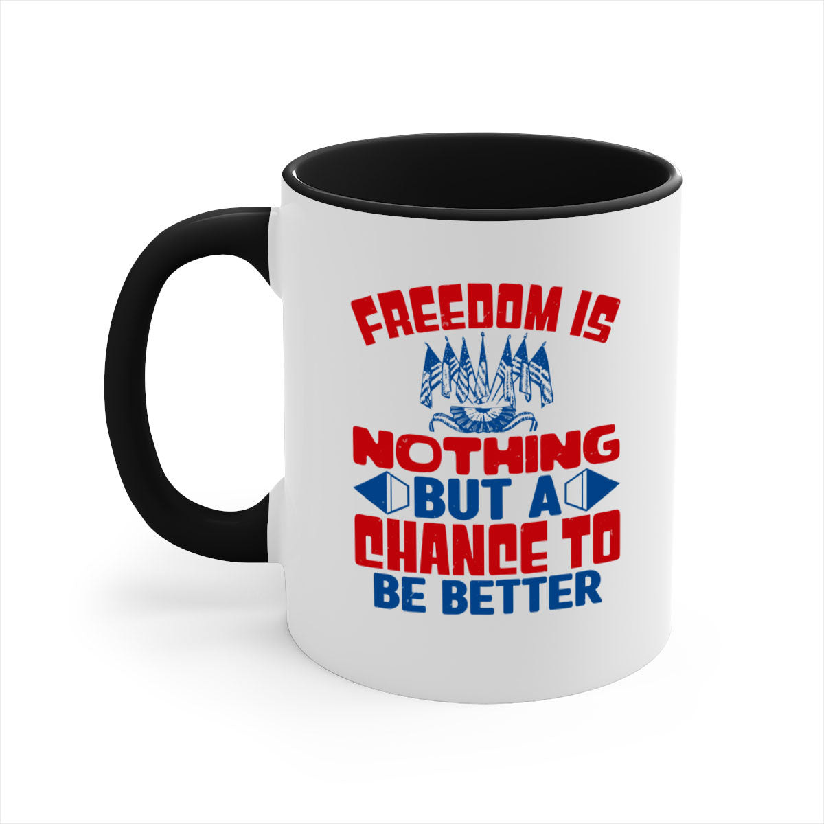Freedom is nothing Style 6# mug featuring a glossy finish and colorful handle, perfect for coffee or tea.