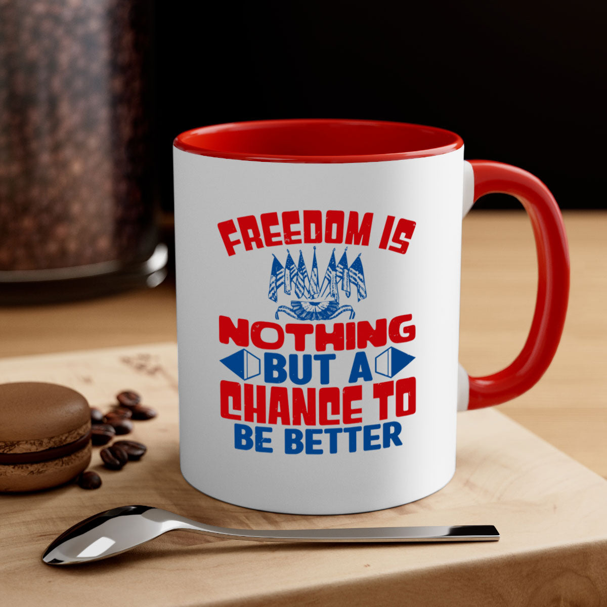 Freedom is nothing Style 6# mug featuring a glossy finish and colorful handle, perfect for coffee or tea.