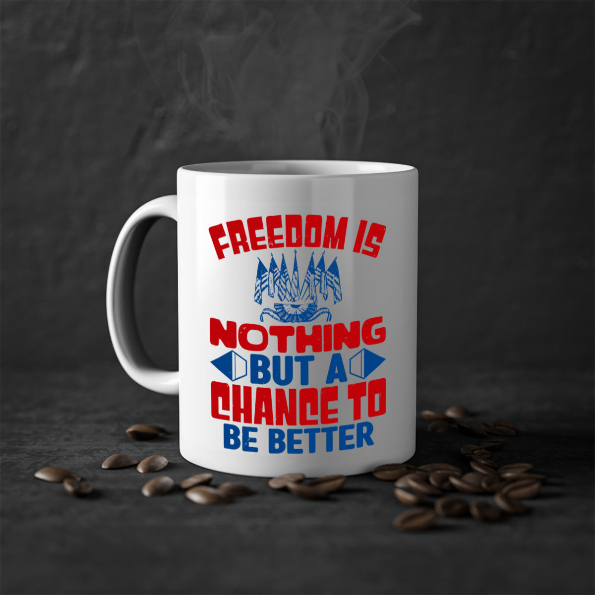 Freedom is nothing Style 6# mug featuring a glossy finish and colorful handle, perfect for coffee or tea.
