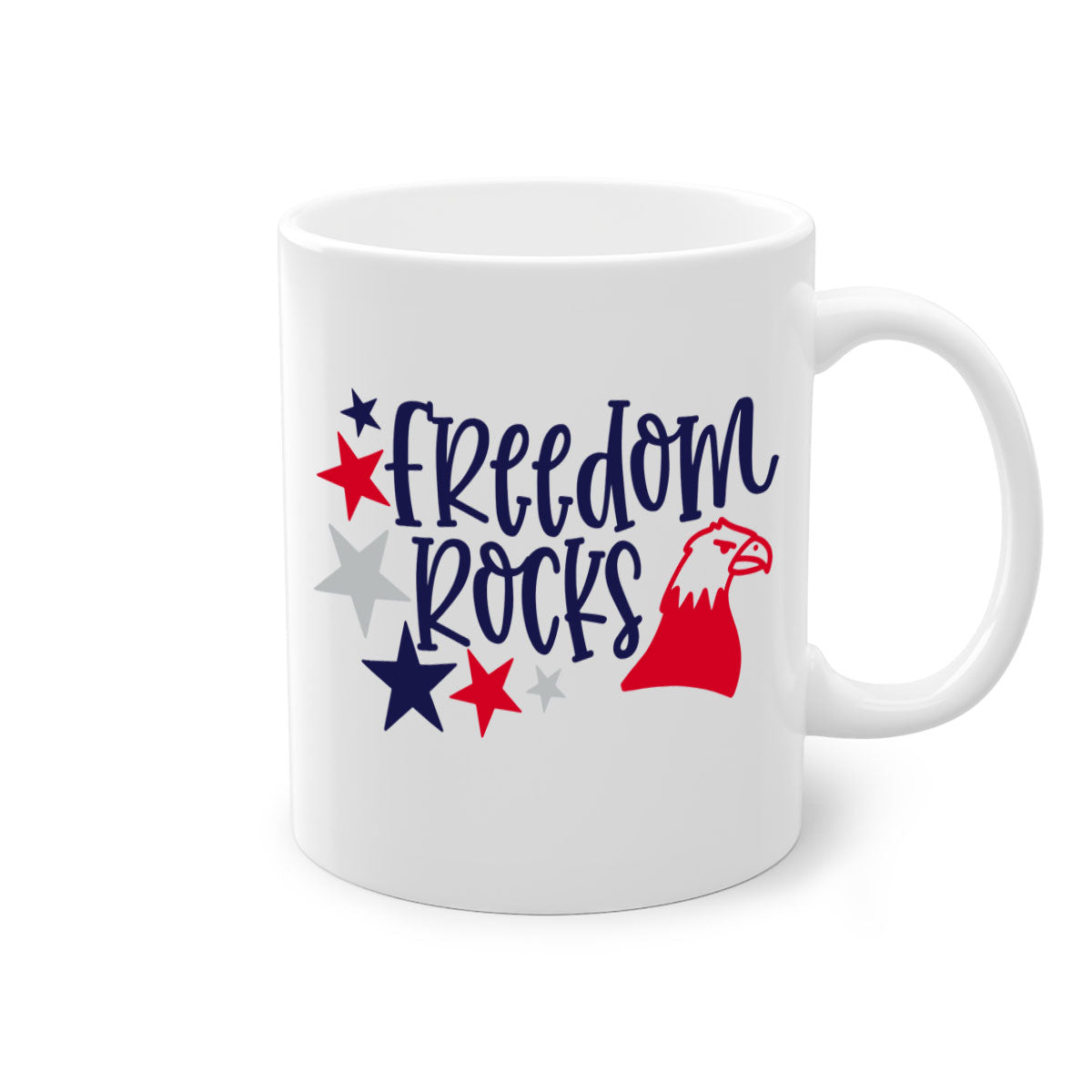 Freedom Rocks Style 148# Mug featuring a two-tone design with a colored handle and glossy finish, available in multiple colors.