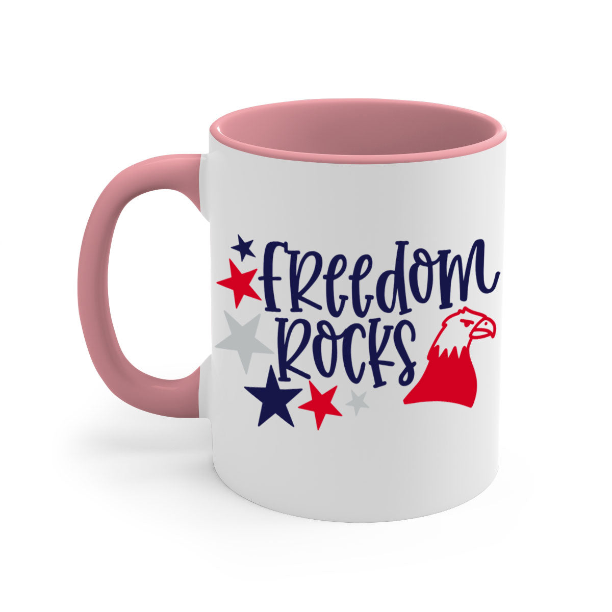 Freedom Rocks Style 148# Mug featuring a two-tone design with a colored handle and glossy finish, available in multiple colors.