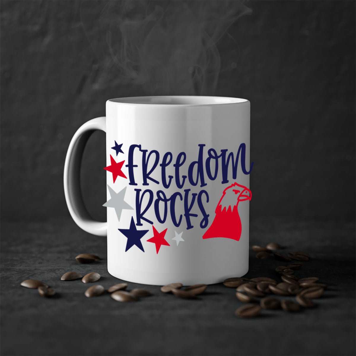 Freedom Rocks Style 148# Mug featuring a two-tone design with a colored handle and glossy finish, available in multiple colors.