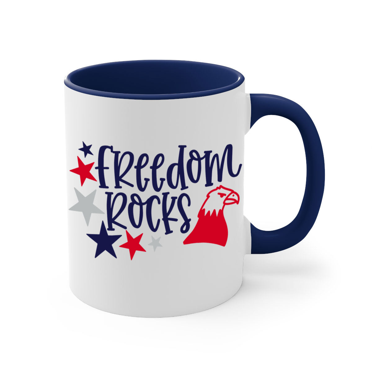 Freedom Rocks Style 148# Mug featuring a two-tone design with a colored handle and glossy finish, available in multiple colors.