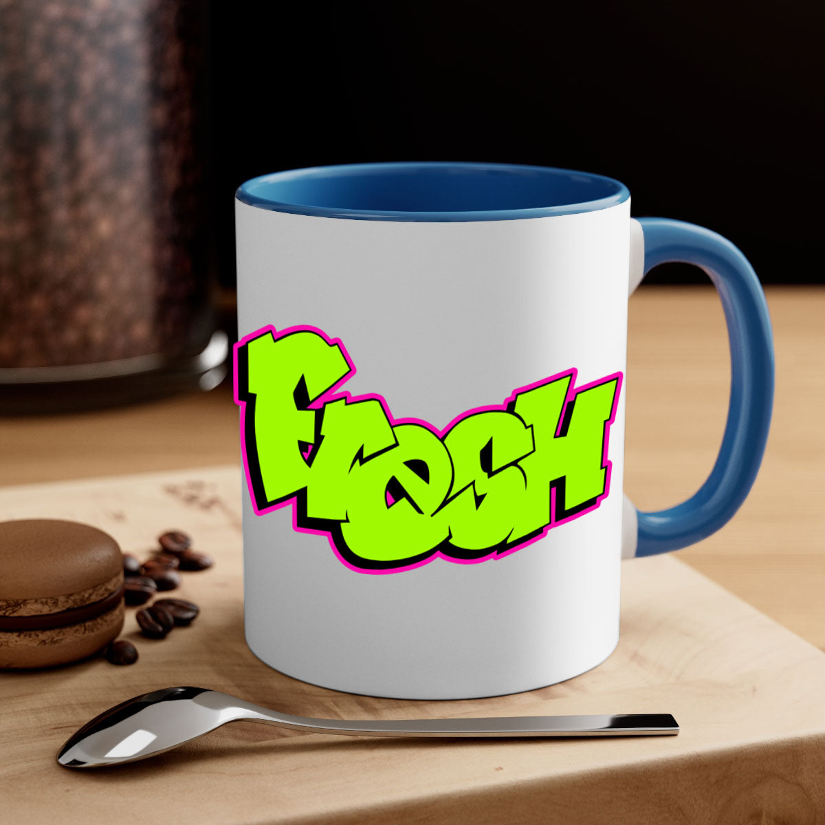 Fresh 149# Mug featuring a glossy finish, colored handle, and interior, available in five vibrant colors and two sizes.