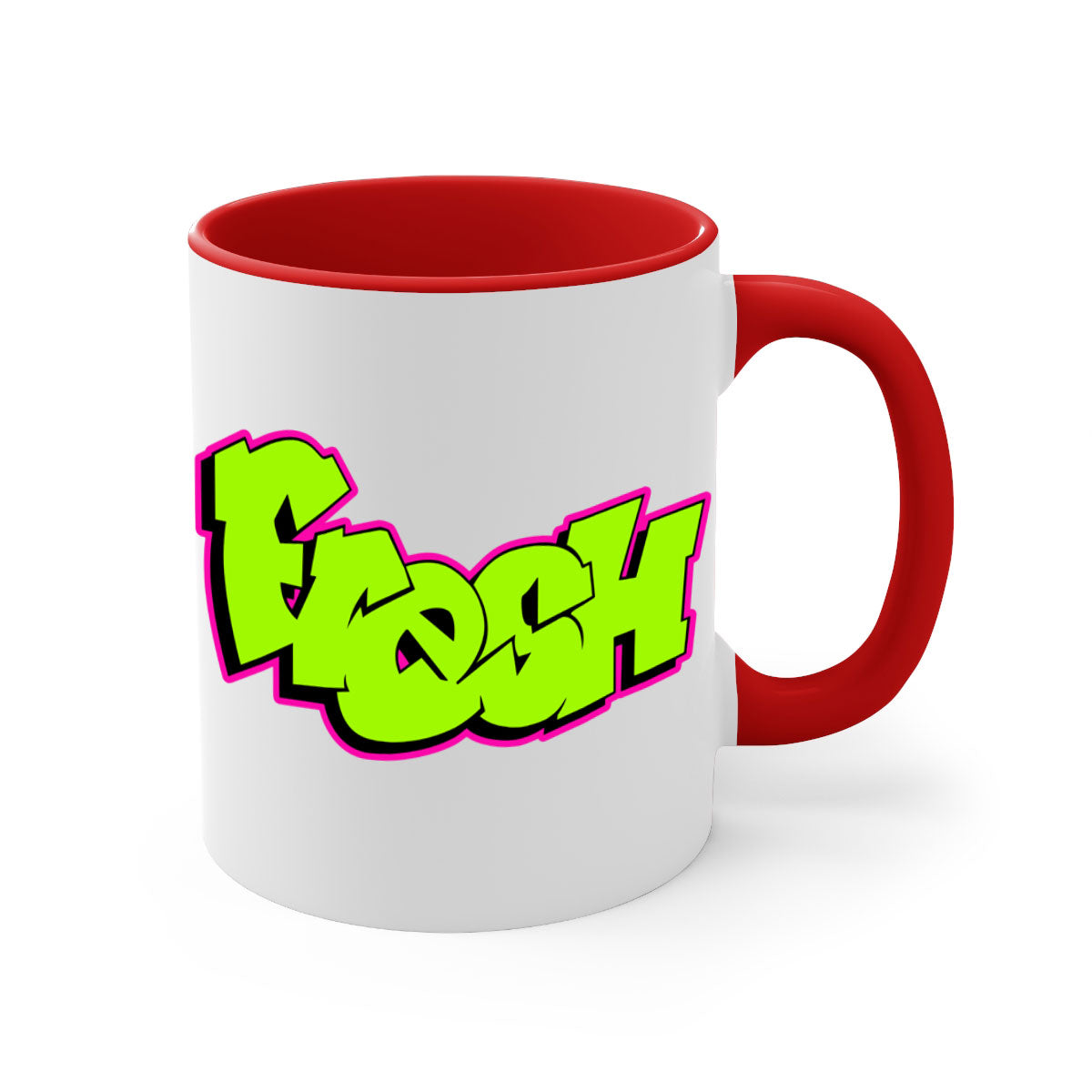 Fresh 149# Mug featuring a glossy finish, colored handle, and interior, available in five vibrant colors and two sizes.