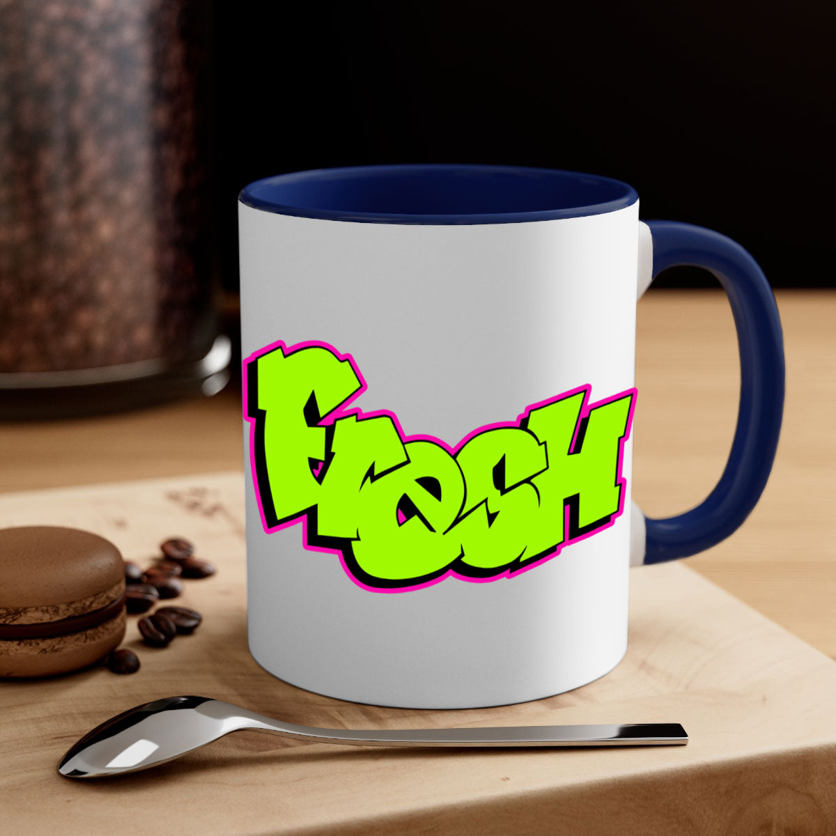 Fresh 149# Mug featuring a glossy finish, colored handle, and interior, available in five vibrant colors and two sizes.