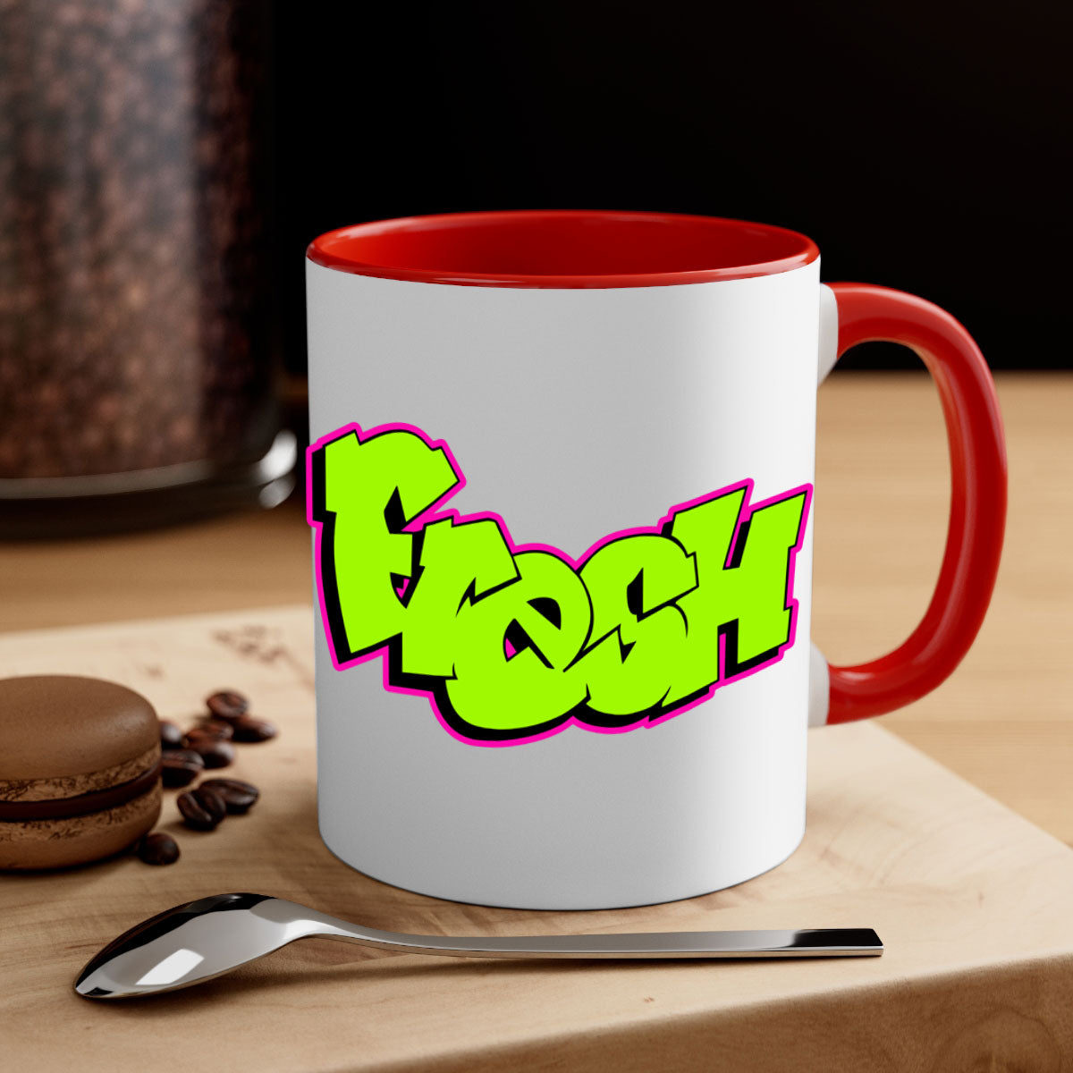 Fresh 149# Mug featuring a glossy finish, colored handle, and interior, available in five vibrant colors and two sizes.