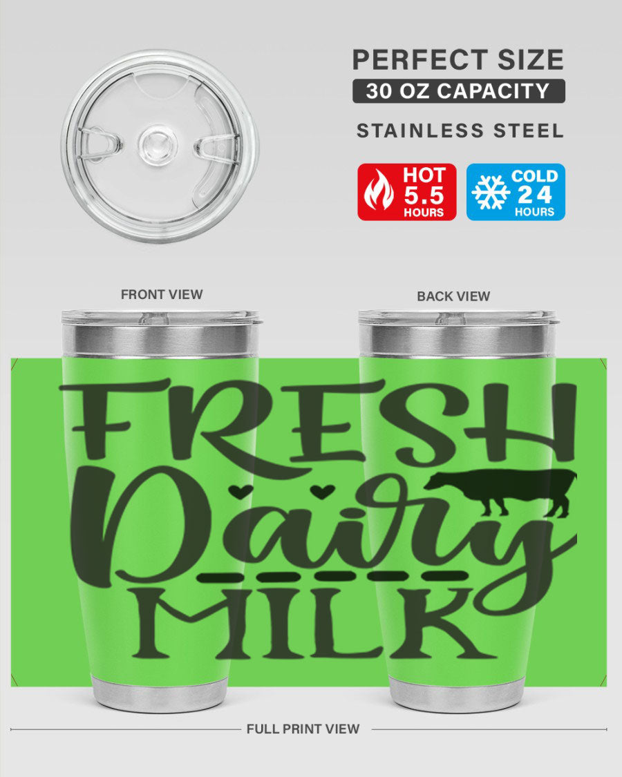 Fresh Dairy Milk 94# Tumbler, a double wall vacuum stainless steel tumbler with copper lining, designed for hot and cold beverages.