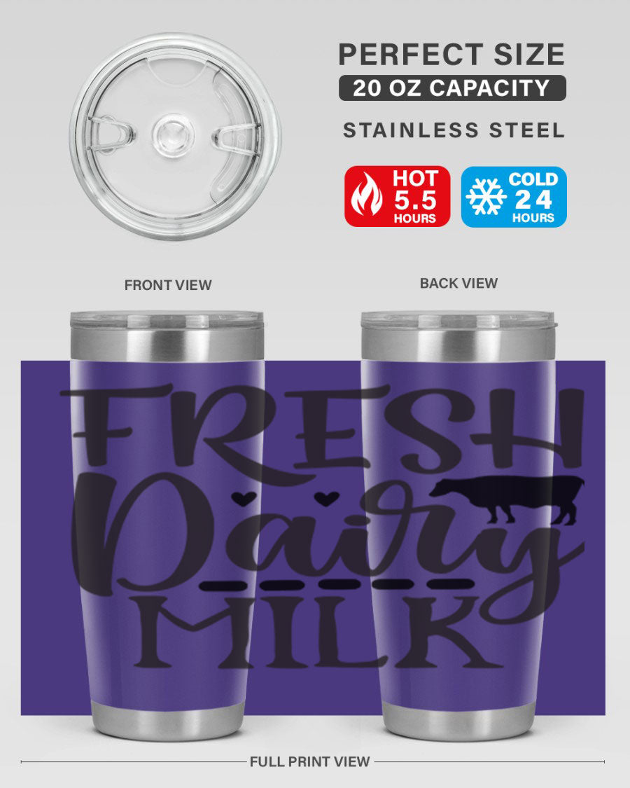 Fresh Dairy Milk 94# Tumbler, a double wall vacuum stainless steel tumbler with copper lining, designed for hot and cold beverages.