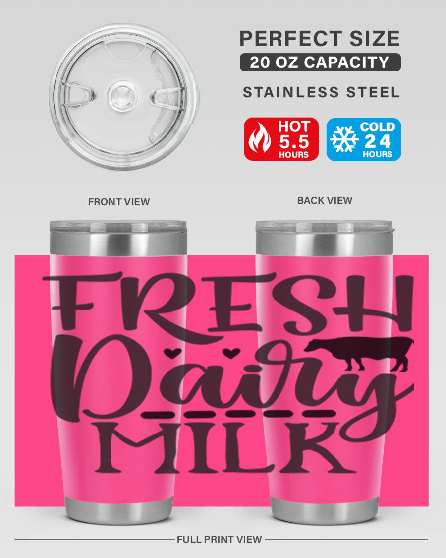 Fresh Dairy Milk 94# Tumbler, a double wall vacuum stainless steel tumbler with copper lining, designed for hot and cold beverages.