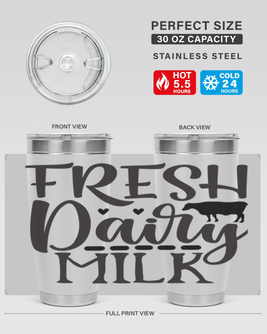 Fresh Dairy Milk 94# Tumbler, a double wall vacuum stainless steel tumbler with copper lining, designed for hot and cold beverages.