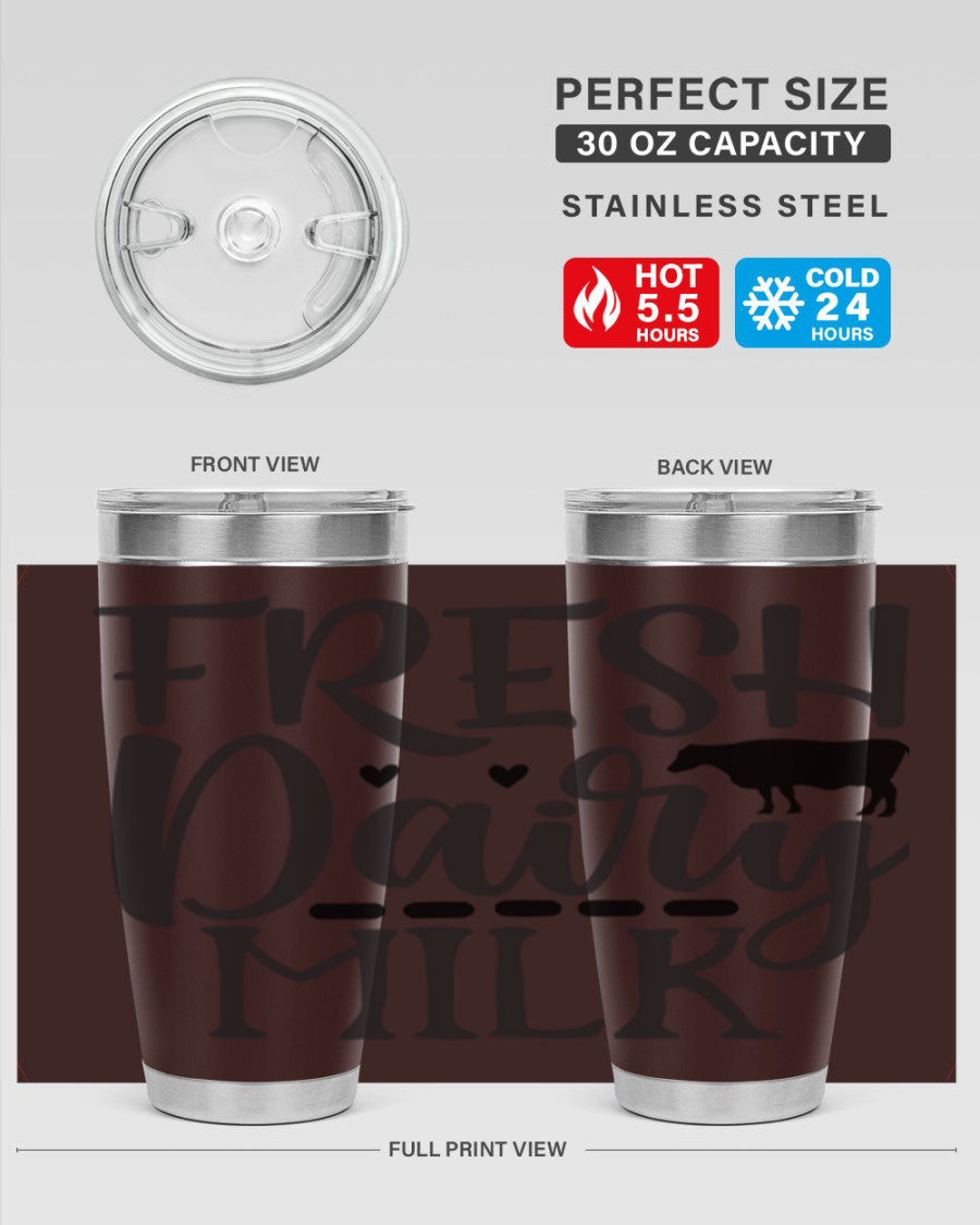 Fresh Dairy Milk 94# Tumbler, a double wall vacuum stainless steel tumbler with copper lining, designed for hot and cold beverages.