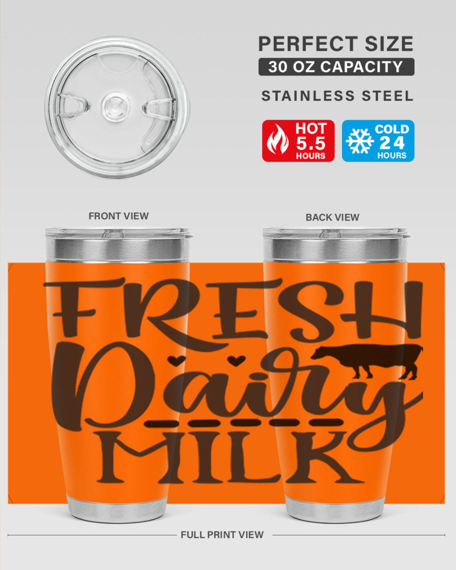 Fresh Dairy Milk 94# Tumbler, a double wall vacuum stainless steel tumbler with copper lining, designed for hot and cold beverages.