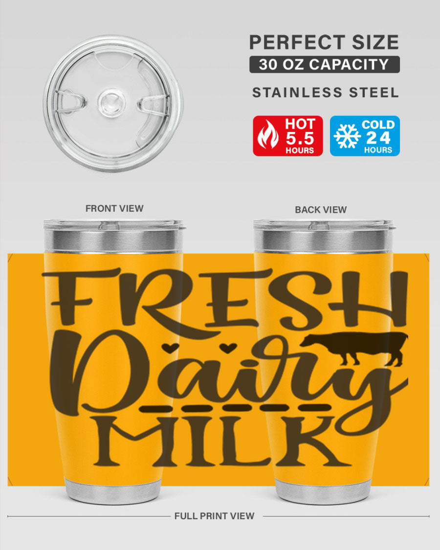 Fresh Dairy Milk 94# Tumbler, a double wall vacuum stainless steel tumbler with copper lining, designed for hot and cold beverages.