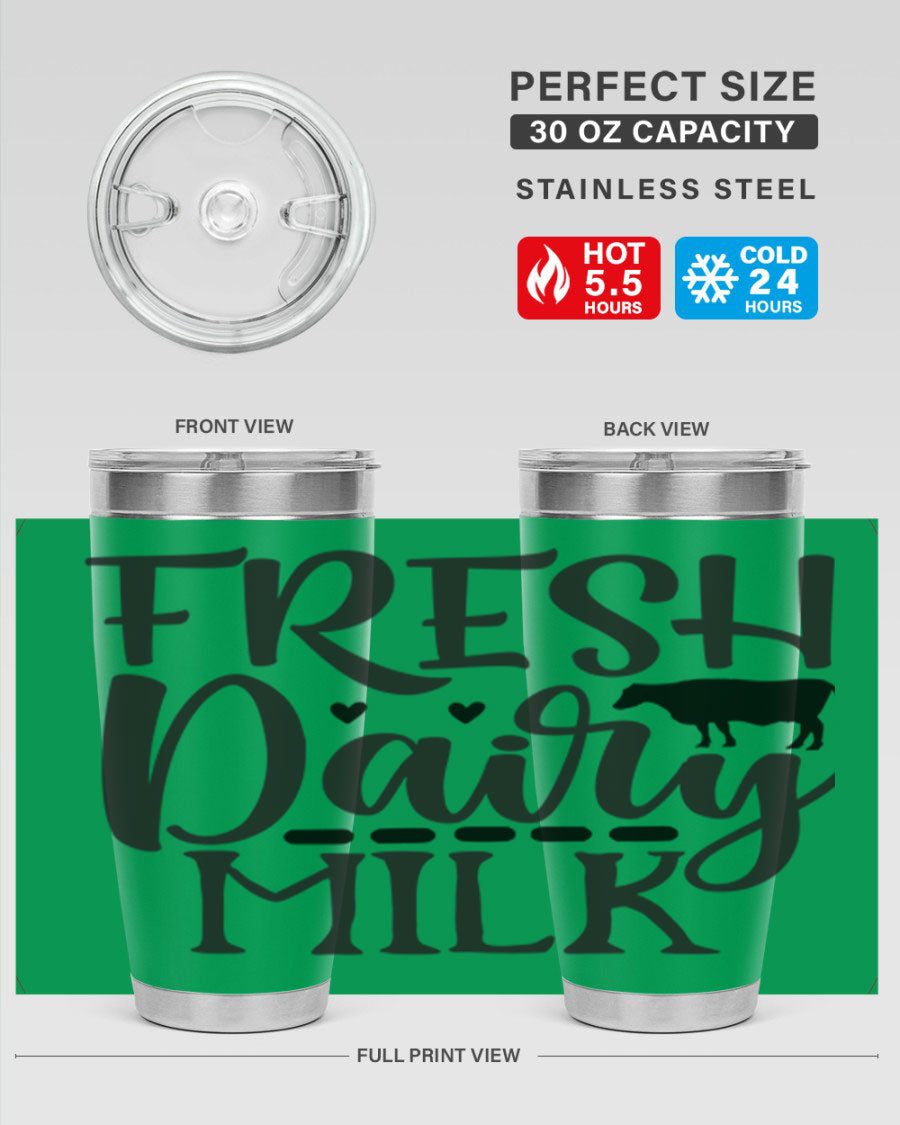 Fresh Dairy Milk 94# Tumbler, a double wall vacuum stainless steel tumbler with copper lining, designed for hot and cold beverages.