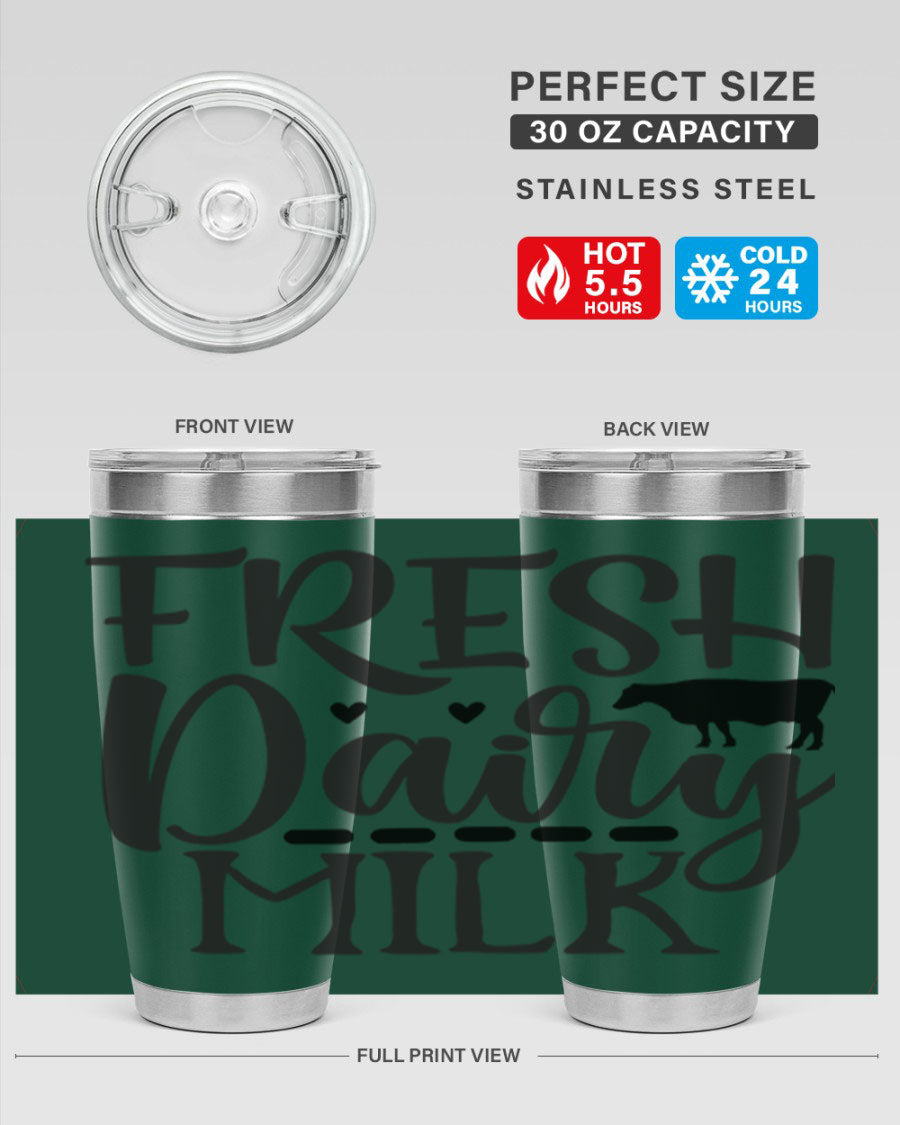 Fresh Dairy Milk 94# Tumbler, a double wall vacuum stainless steel tumbler with copper lining, designed for hot and cold beverages.