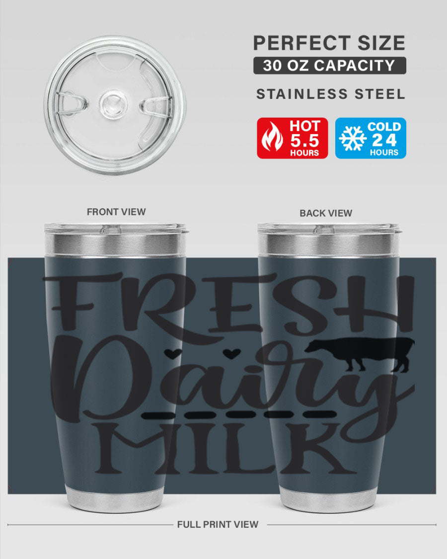 Fresh Dairy Milk 94# Tumbler, a double wall vacuum stainless steel tumbler with copper lining, designed for hot and cold beverages.
