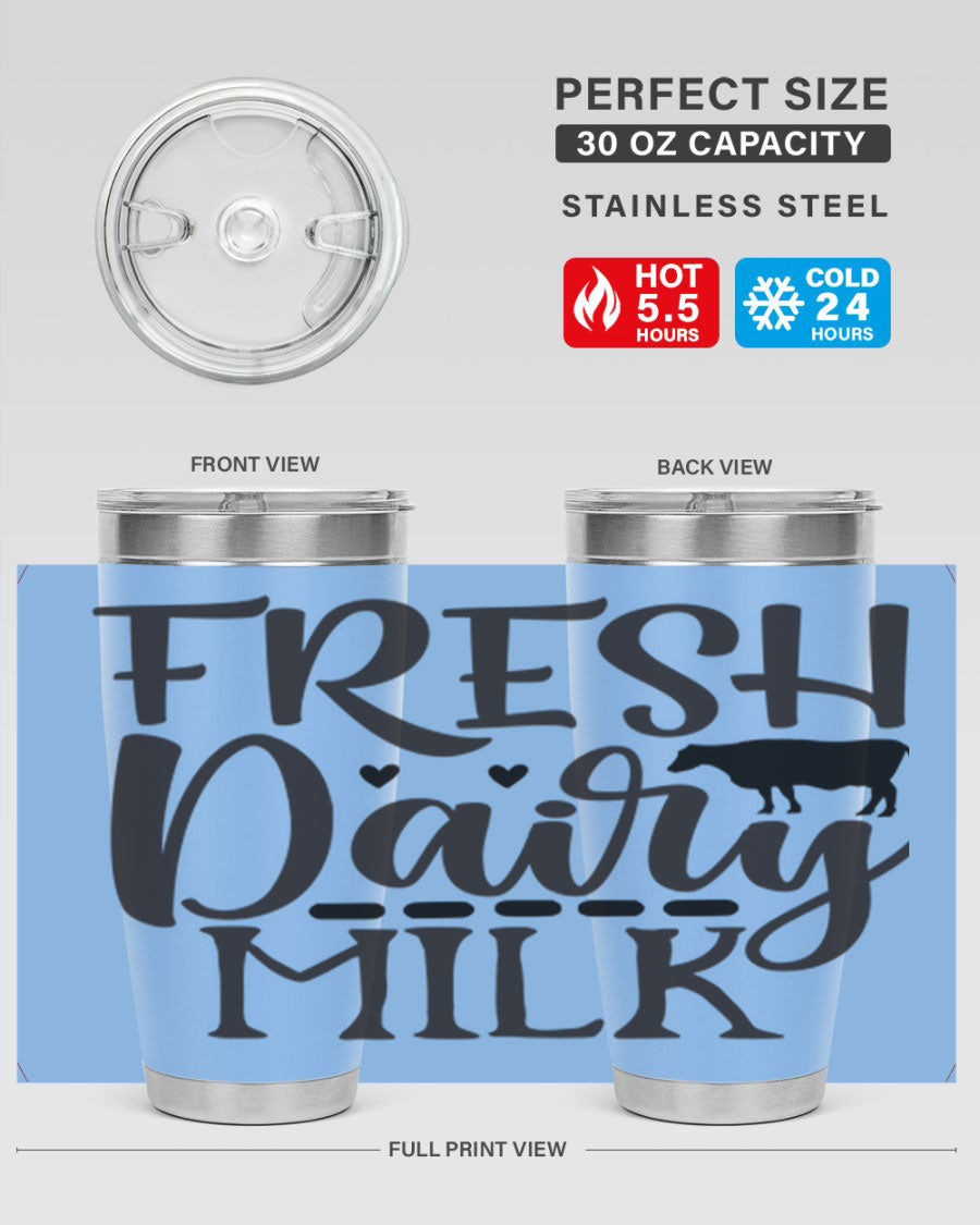 Fresh Dairy Milk 94# Tumbler, a double wall vacuum stainless steel tumbler with copper lining, designed for hot and cold beverages.