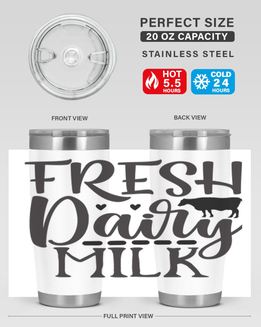 Fresh Dairy Milk 94# Tumbler, a double wall vacuum stainless steel tumbler with copper lining, designed for hot and cold beverages.