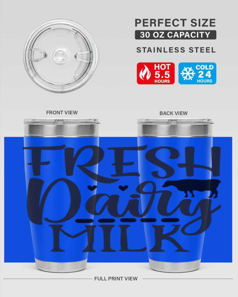 Fresh Dairy Milk 94# Tumbler, a double wall vacuum stainless steel tumbler with copper lining, designed for hot and cold beverages.