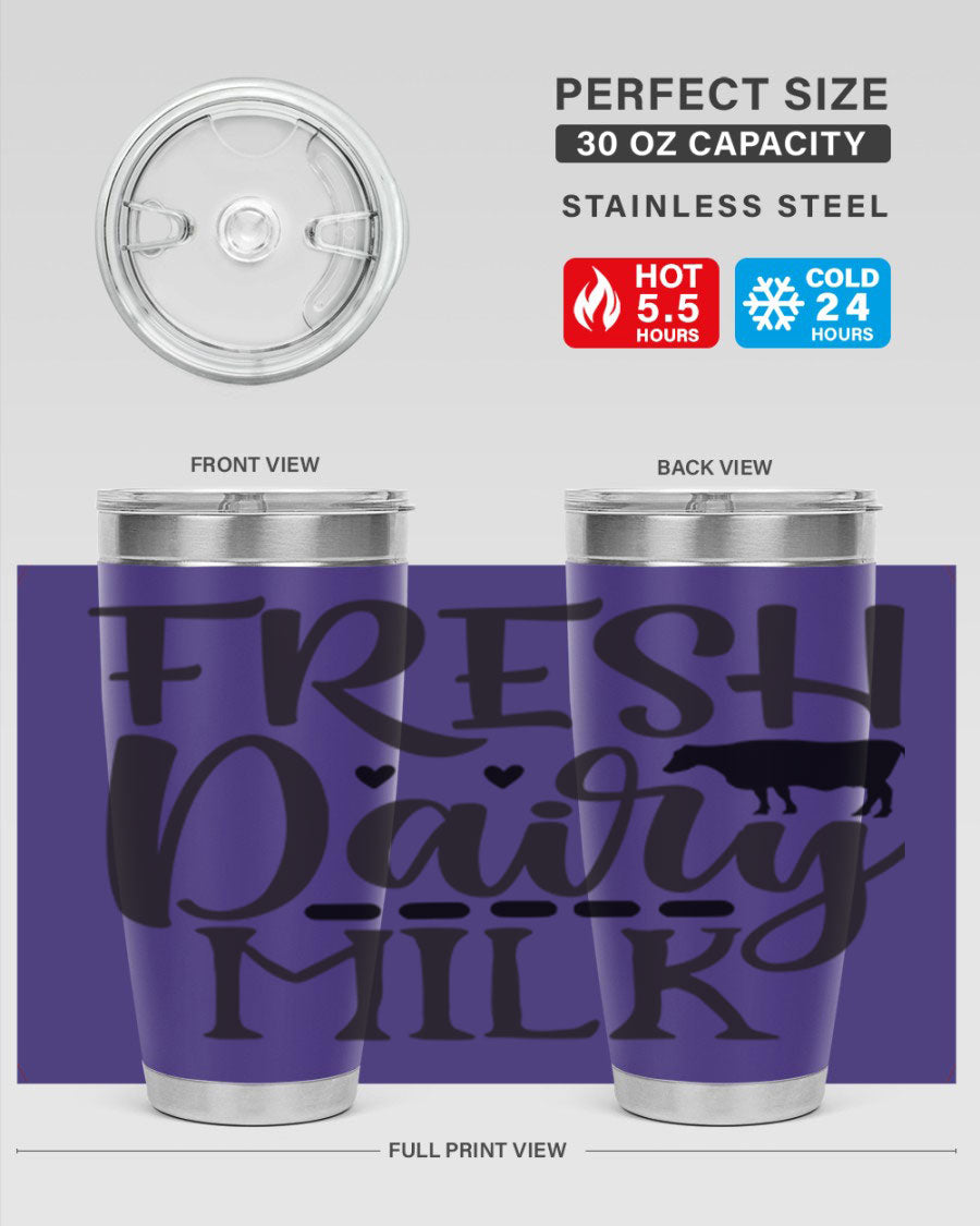 Fresh Dairy Milk 94# Tumbler, a double wall vacuum stainless steel tumbler with copper lining, designed for hot and cold beverages.