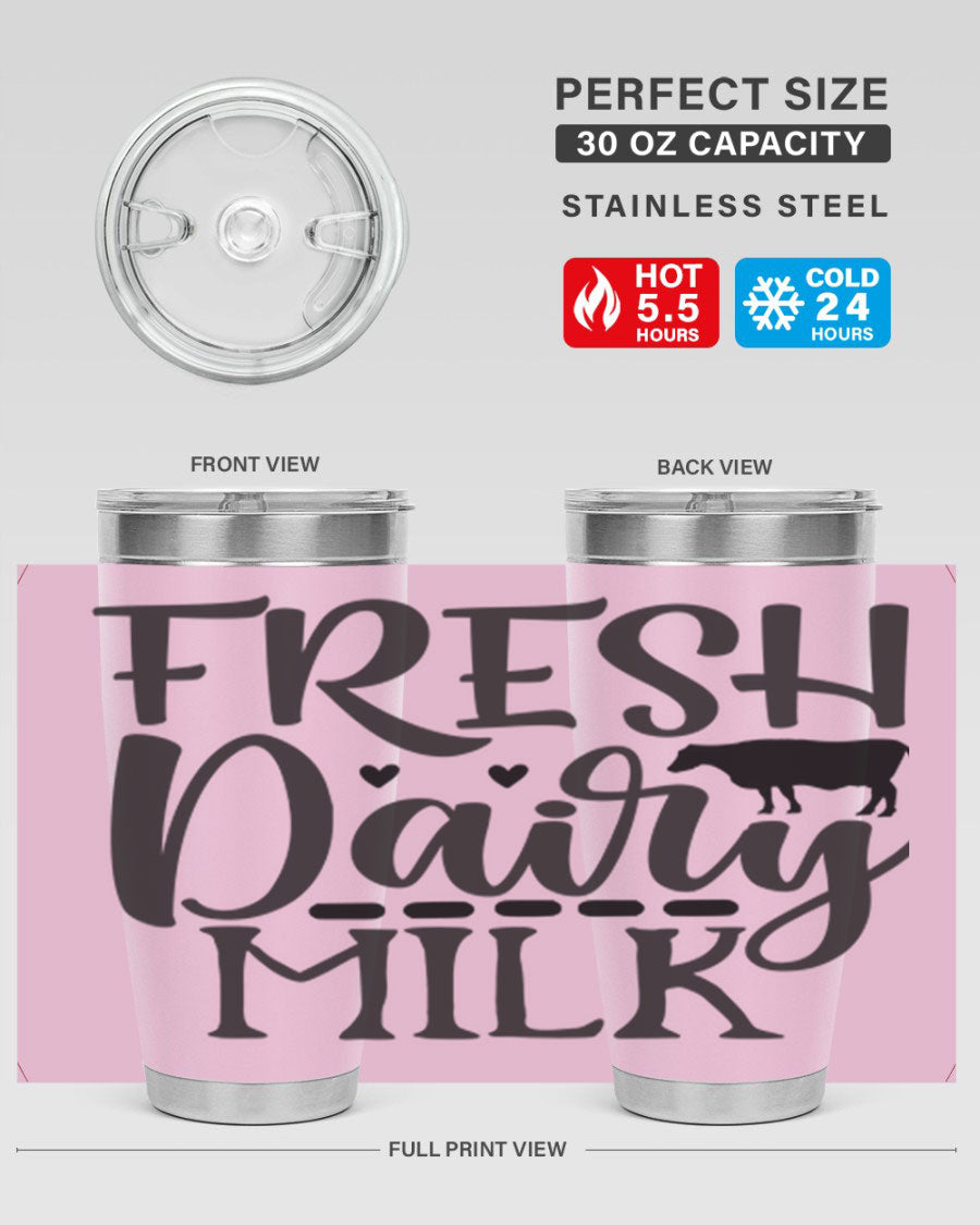 Fresh Dairy Milk 94# Tumbler, a double wall vacuum stainless steel tumbler with copper lining, designed for hot and cold beverages.