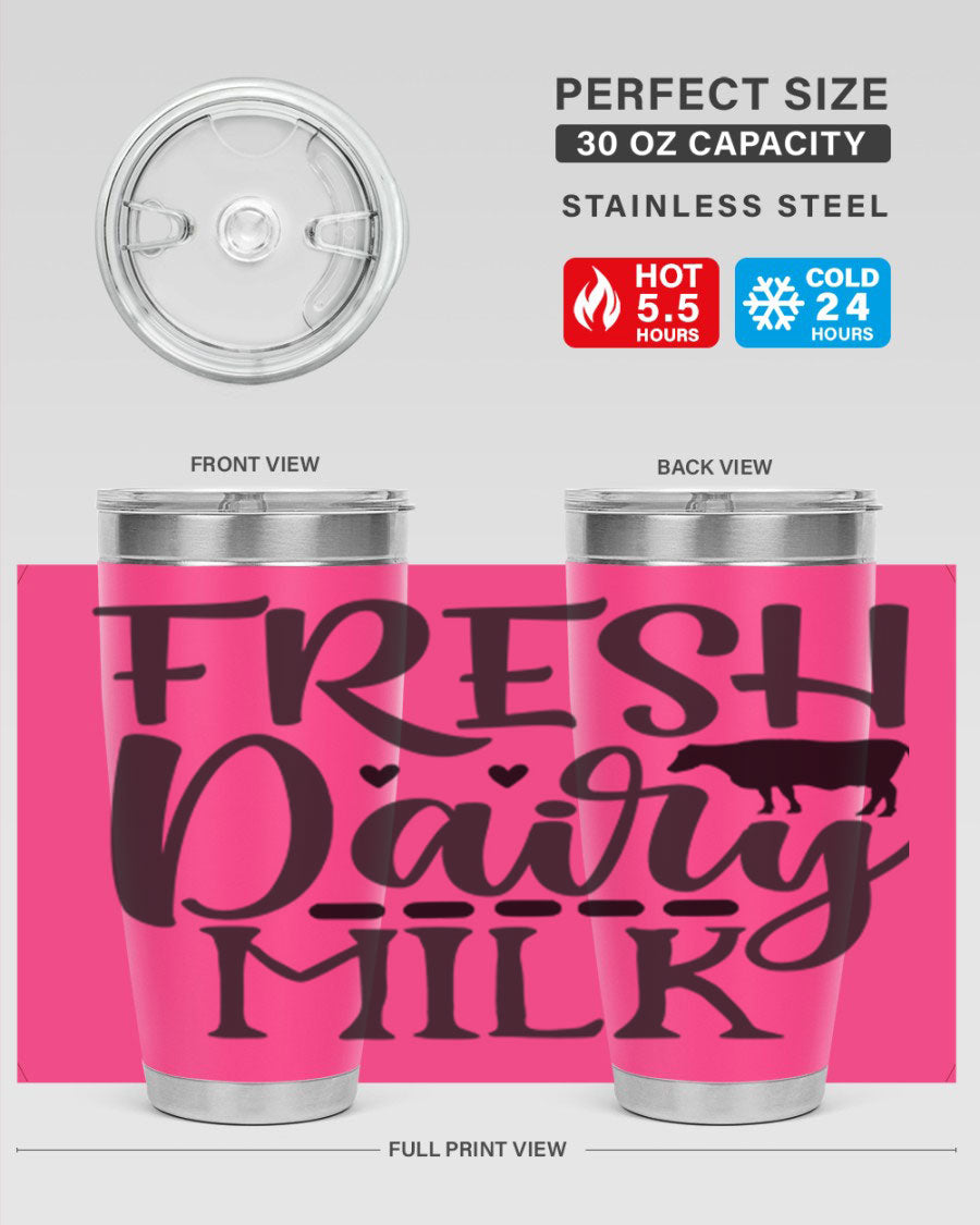 Fresh Dairy Milk 94# Tumbler, a double wall vacuum stainless steel tumbler with copper lining, designed for hot and cold beverages.