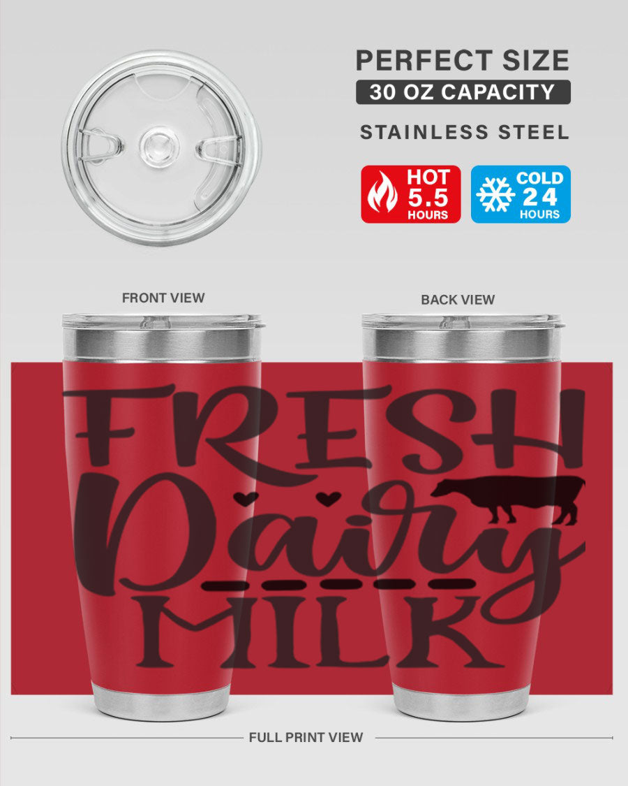 Fresh Dairy Milk 94# Tumbler, a double wall vacuum stainless steel tumbler with copper lining, designed for hot and cold beverages.