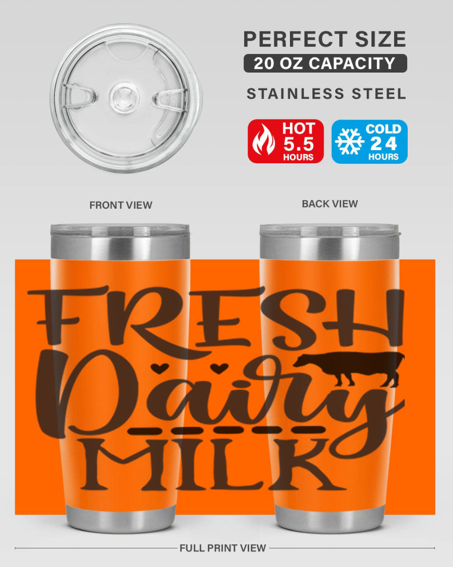 Fresh Dairy Milk 94# Tumbler, a double wall vacuum stainless steel tumbler with copper lining, designed for hot and cold beverages.