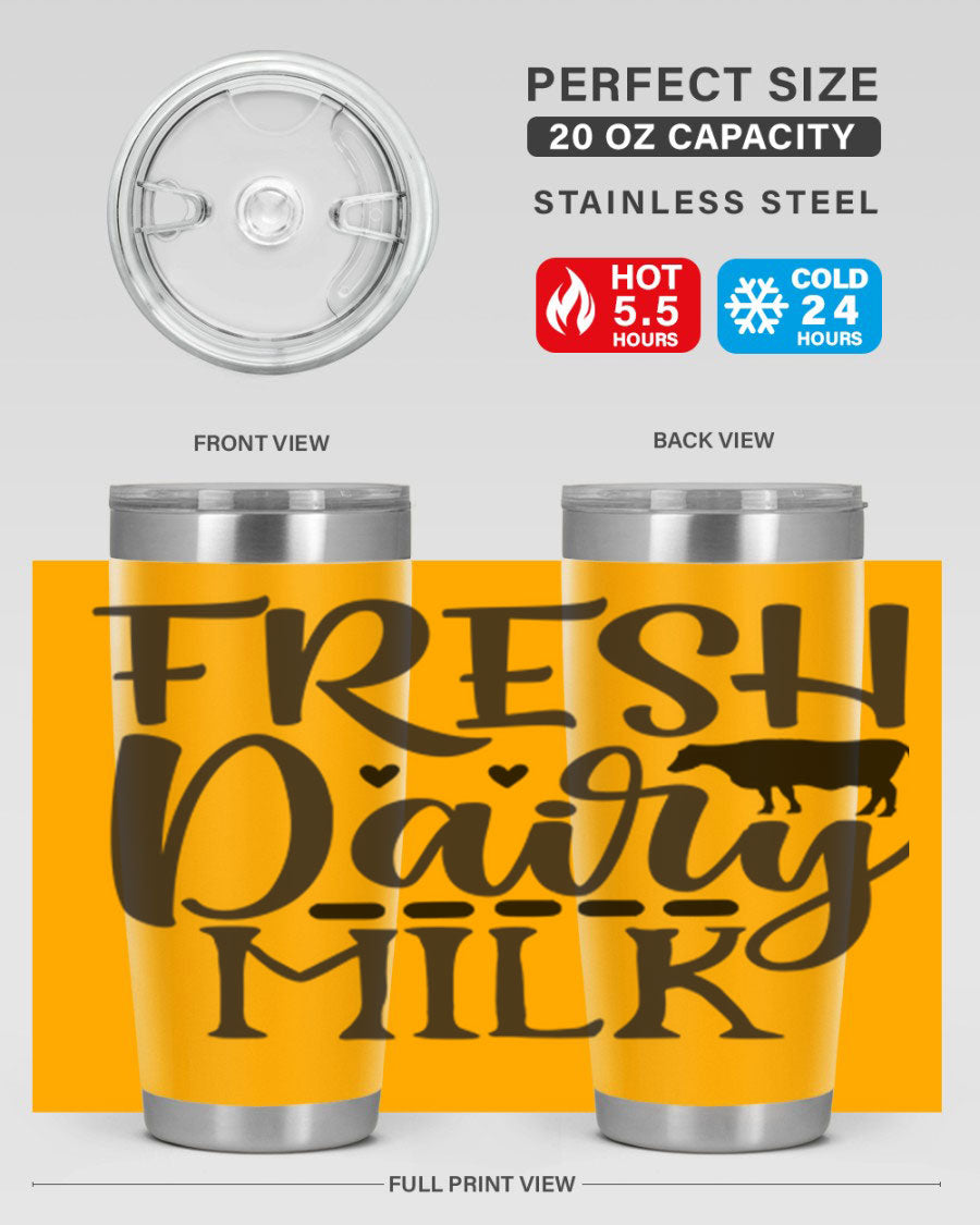 Fresh Dairy Milk 94# Tumbler, a double wall vacuum stainless steel tumbler with copper lining, designed for hot and cold beverages.
