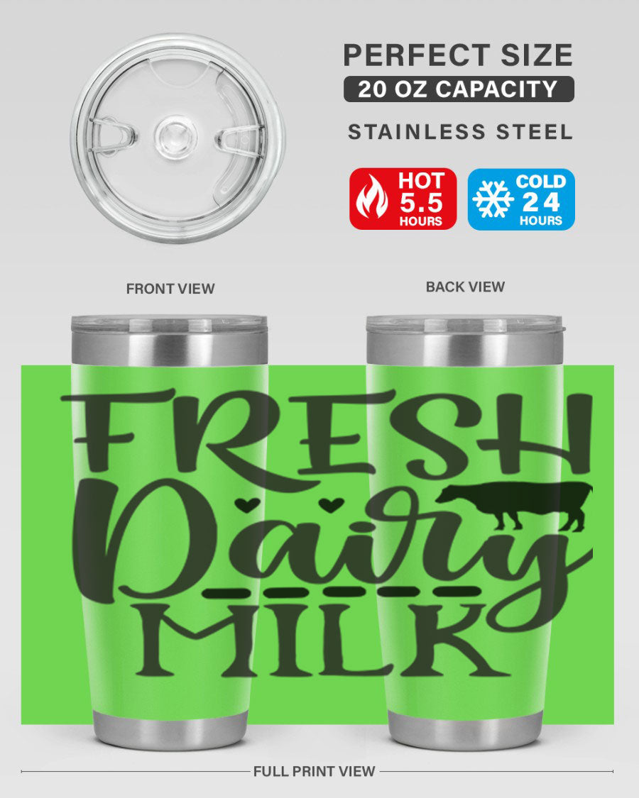 Fresh Dairy Milk 94# Tumbler, a double wall vacuum stainless steel tumbler with copper lining, designed for hot and cold beverages.