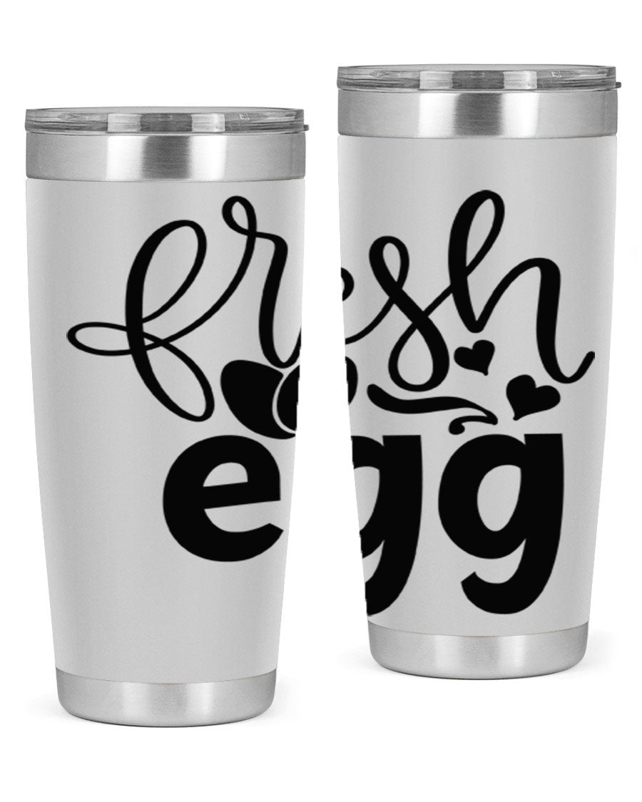 Fresh Egg 93# 20oz Tumbler in stainless steel with a drink-thru lid, showcasing its sleek design and vibrant color.