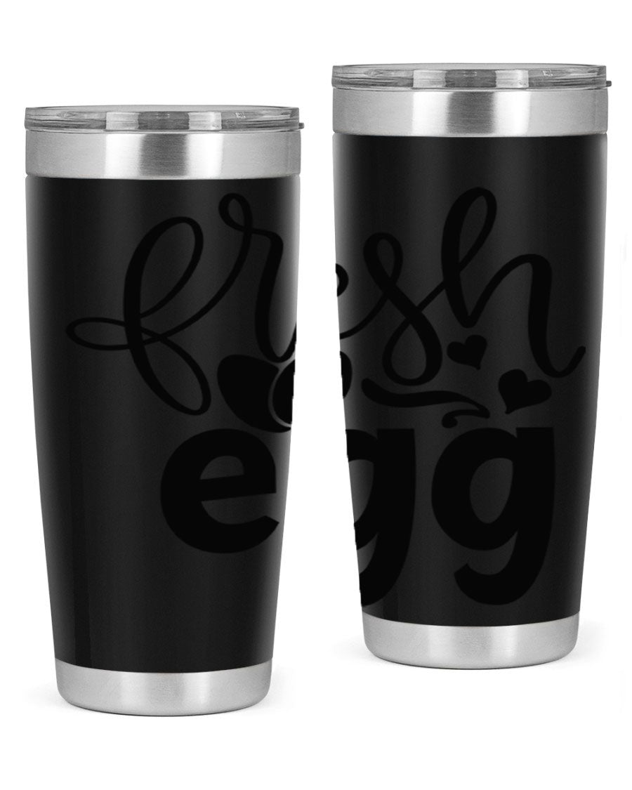 Fresh Egg 93# 20oz Tumbler in stainless steel with a drink-thru lid, showcasing its sleek design and vibrant color.