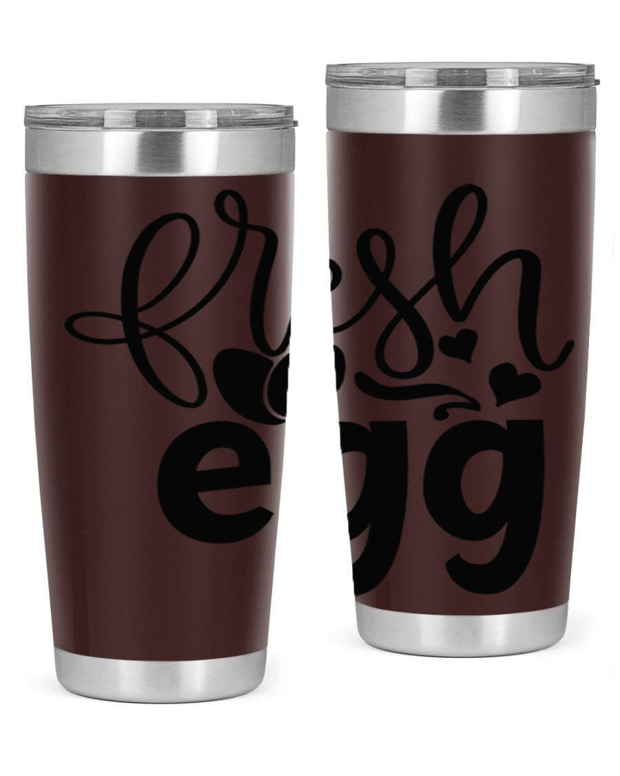 Fresh Egg 93# 20oz Tumbler in stainless steel with a drink-thru lid, showcasing its sleek design and vibrant color.