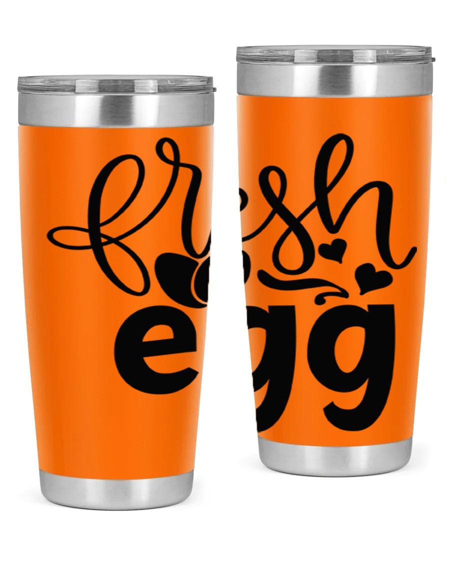 Fresh Egg 93# 20oz Tumbler in stainless steel with a drink-thru lid, showcasing its sleek design and vibrant color.