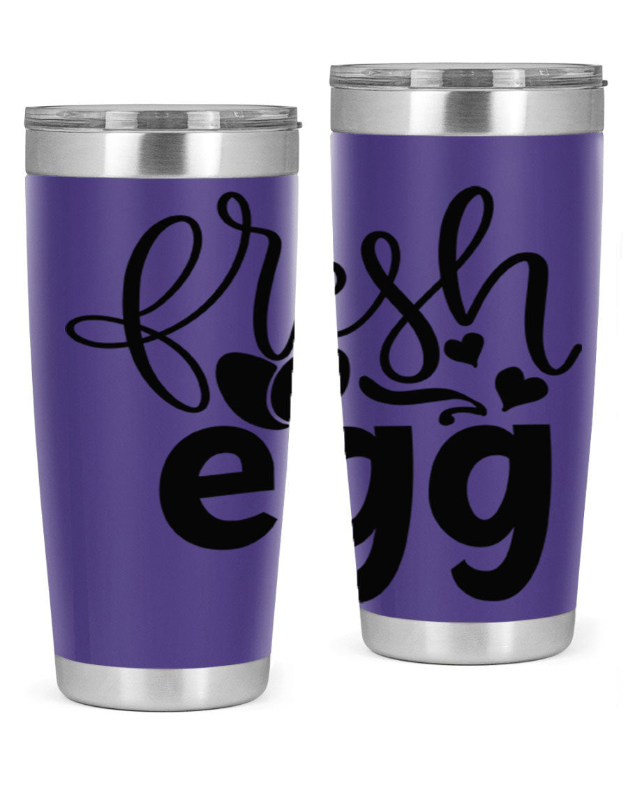 Fresh Egg 93# 20oz Tumbler in stainless steel with a drink-thru lid, showcasing its sleek design and vibrant color.