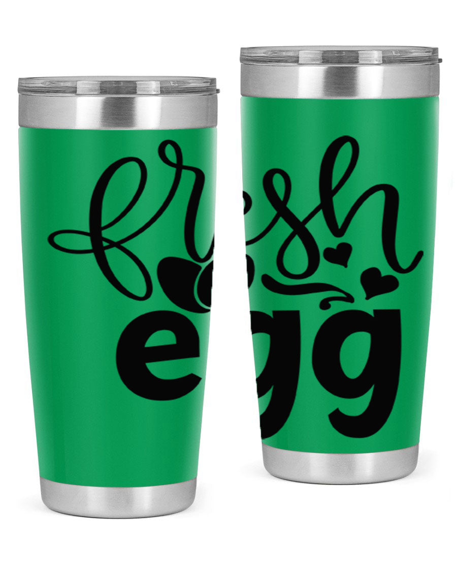 Fresh Egg 93# 20oz Tumbler in stainless steel with a drink-thru lid, showcasing its sleek design and vibrant color.