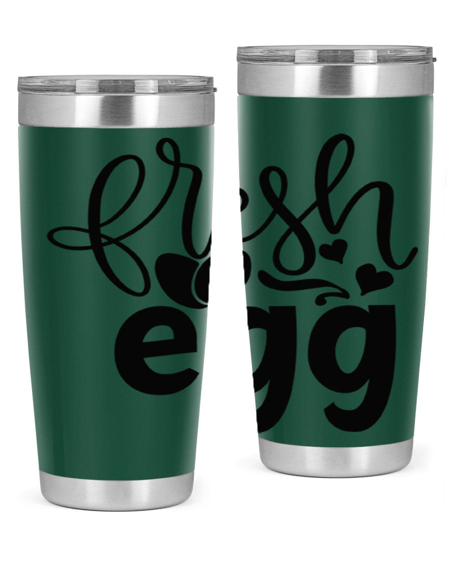 Fresh Egg 93# 20oz Tumbler in stainless steel with a drink-thru lid, showcasing its sleek design and vibrant color.