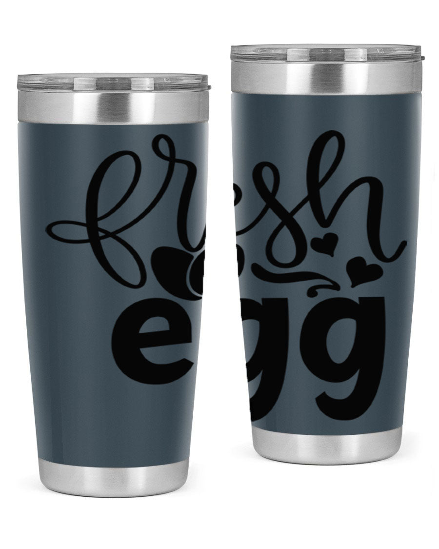 Fresh Egg 93# 20oz Tumbler in stainless steel with a drink-thru lid, showcasing its sleek design and vibrant color.