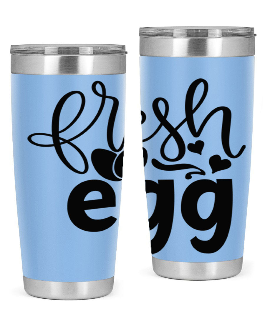 Fresh Egg 93# 20oz Tumbler in stainless steel with a drink-thru lid, showcasing its sleek design and vibrant color.