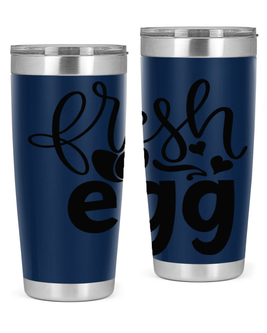 Fresh Egg 93# 20oz Tumbler in stainless steel with a drink-thru lid, showcasing its sleek design and vibrant color.