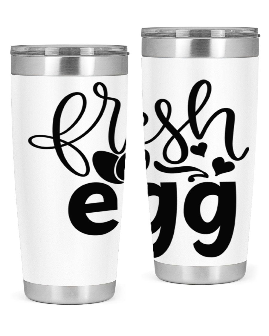 Fresh Egg 93# 20oz Tumbler in stainless steel with a drink-thru lid, showcasing its sleek design and vibrant color.